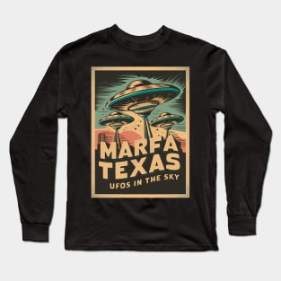 Vintage Marfa Texas UFOs In The Sky Long Sleeve T-Shirt